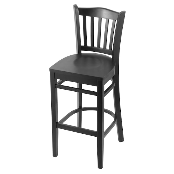 25" Counter Stool, Black Finish, Black Seat